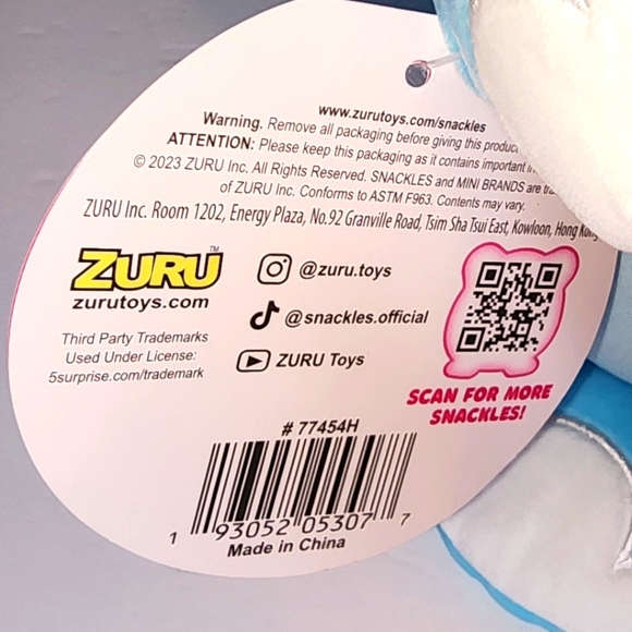 LOTTIE 🐘 Blue Elephant wChupa Chups Snackles Plush by Zuru Toys ☆》NWT《☆ - Picture 8 of 8